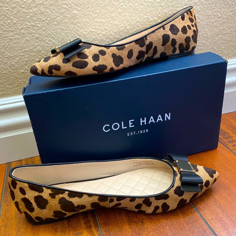 Cole Haan calf hair Cheetah Print Tali Bow Flats
